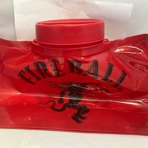 Fireball Whiskey Vinyl See Through Bag Container Tote W Screw On Lid